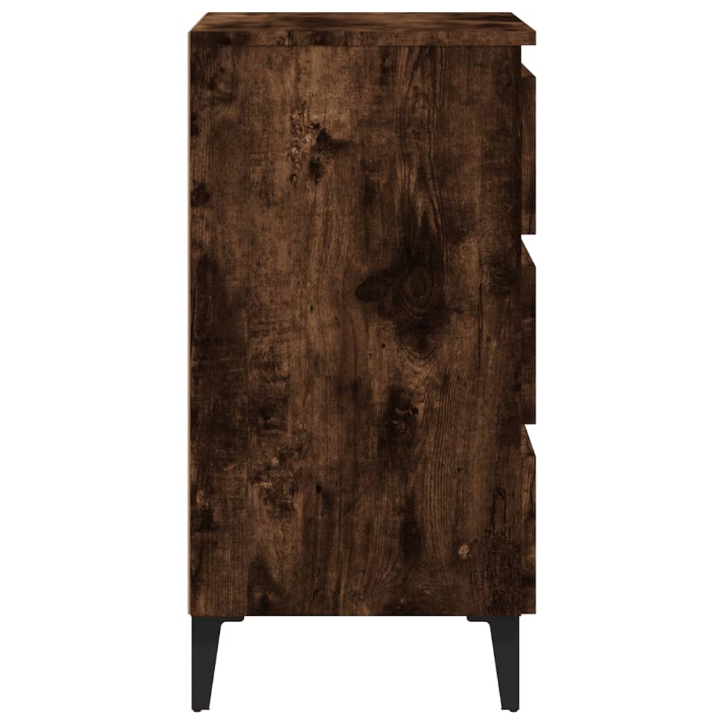 Comodino con Gambe in Metallo Rovere Fumo 40x35x69 cm - homemem39