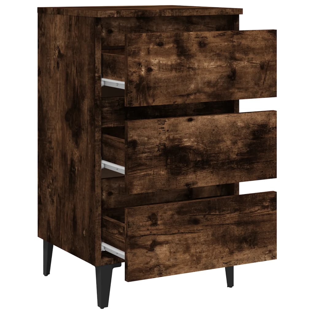 Comodino con Gambe in Metallo Rovere Fumo 40x35x69 cm - homemem39