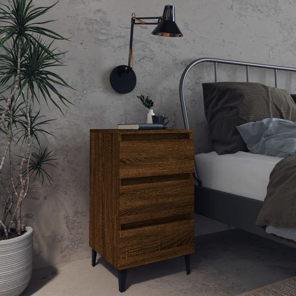 Comodino con Gambe in Metallo Rovere Marrone 40x35x69 cm - homemem39