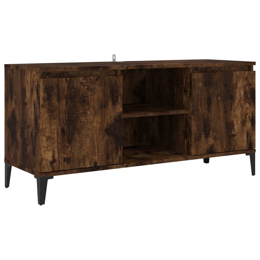 Mobile TV con Gambe in Metallo Rovere Fumo 103,5x35x50 cm - homemem39