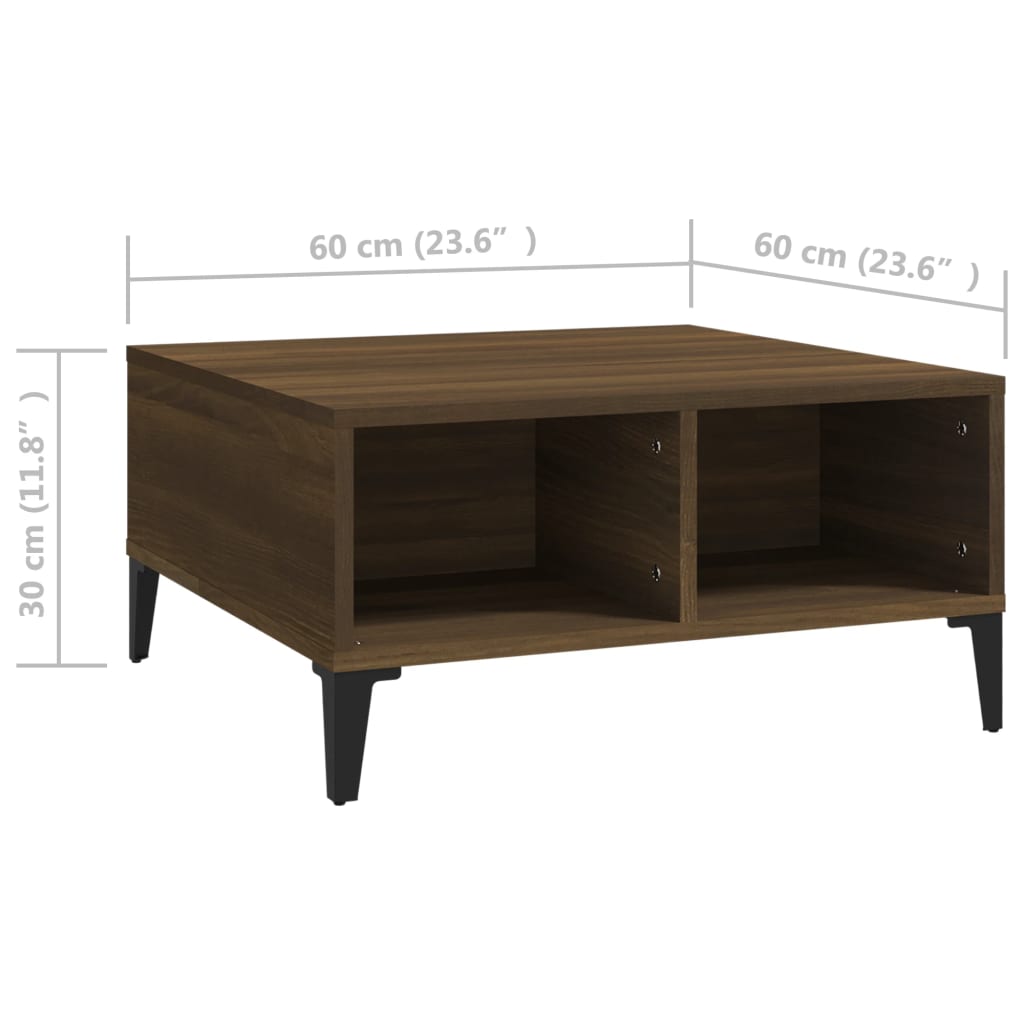 Tavolino da Salotto Rovere Marrone 60x60x30 cm in Truciolato | homemem39