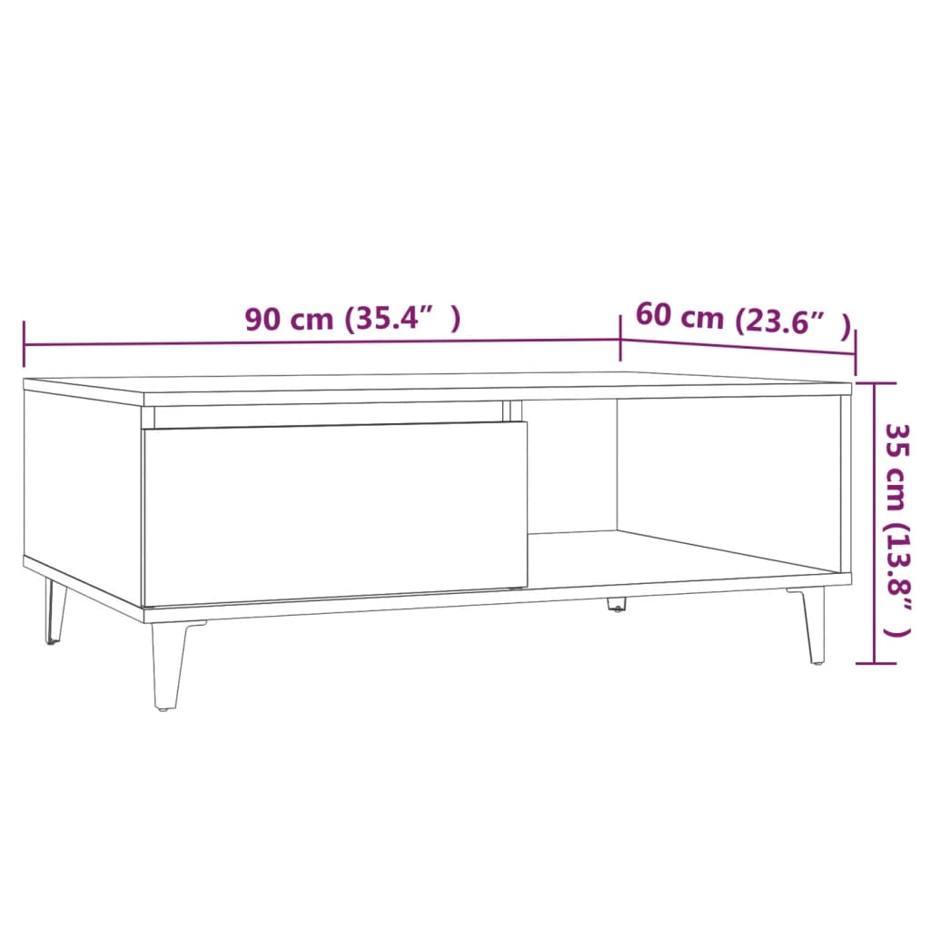 Tavolino da Salotto Grigio Sonoma 90x60x35 cm in Truciolato | homemem39