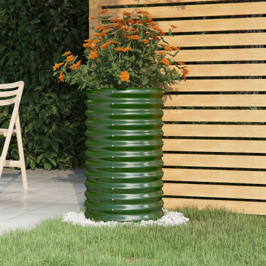 Vaso da Giardino Acciaio Zincato 40x40x68 cm Verde