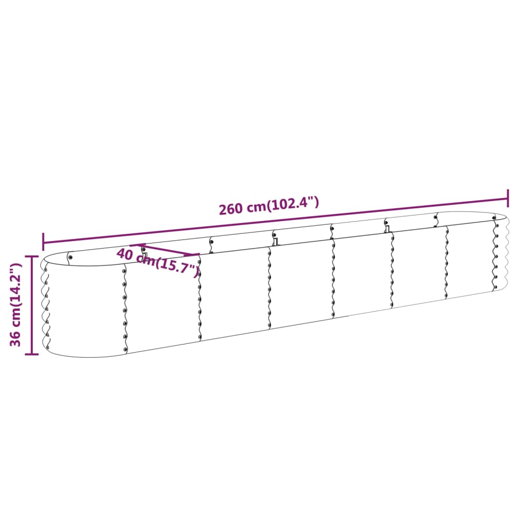 Letto Giardino Acciaio Zincato 260x40x36cm Marrone | homemem39