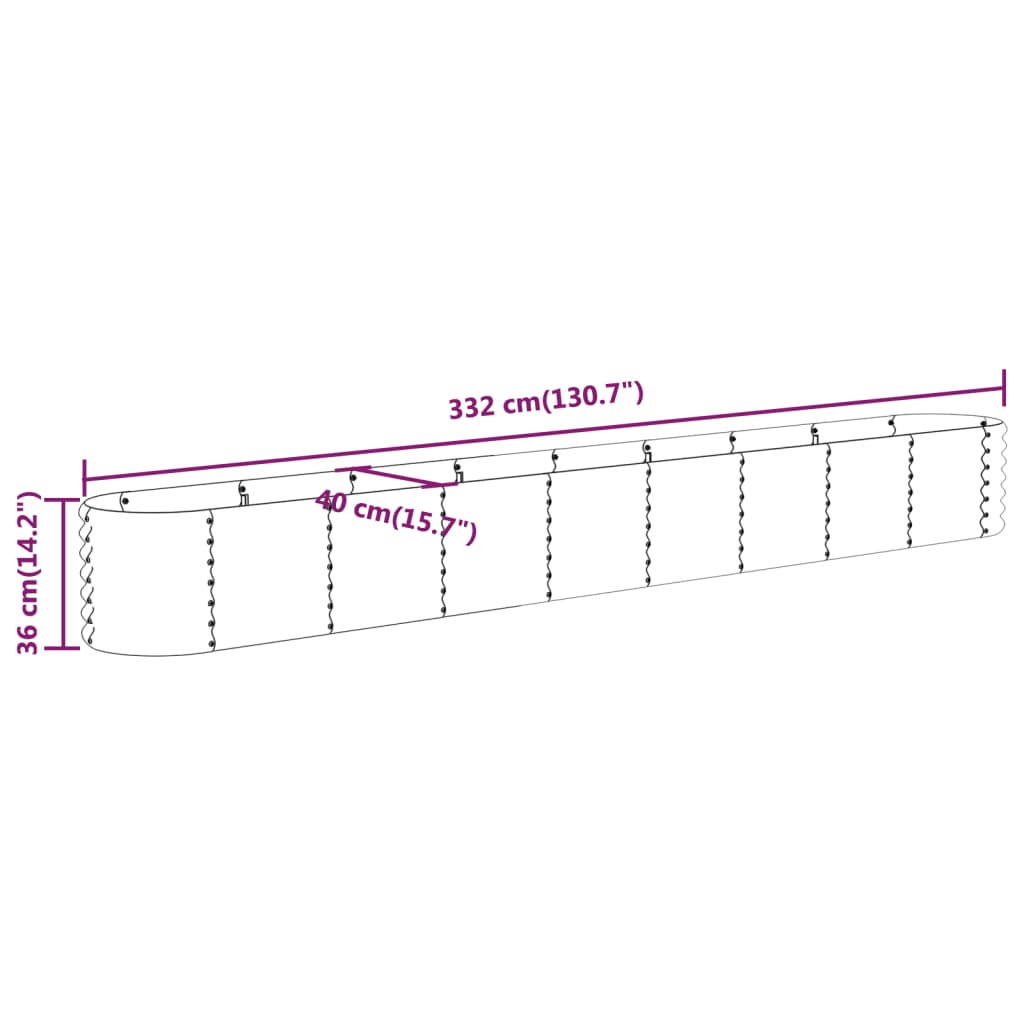Letto Giardino Acciaio Zincato 332x40x36cm Argento | homemem39