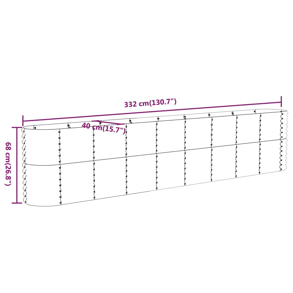 Letto Giardino Acciaio Zincato 332x40x68 cm Grigio | homemem39