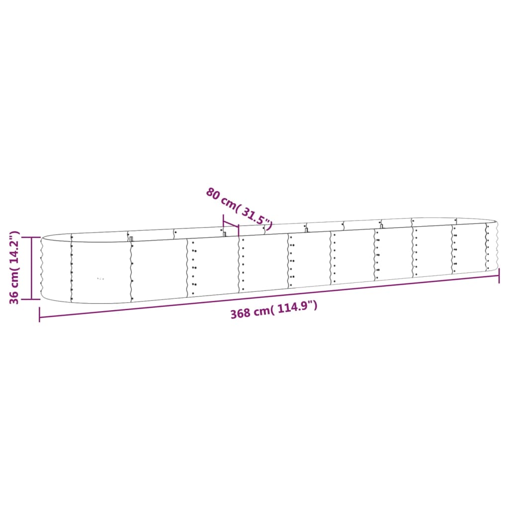 Letto Giardino Acciaio Zincato 368x80x36 cm Grigio | homemem39