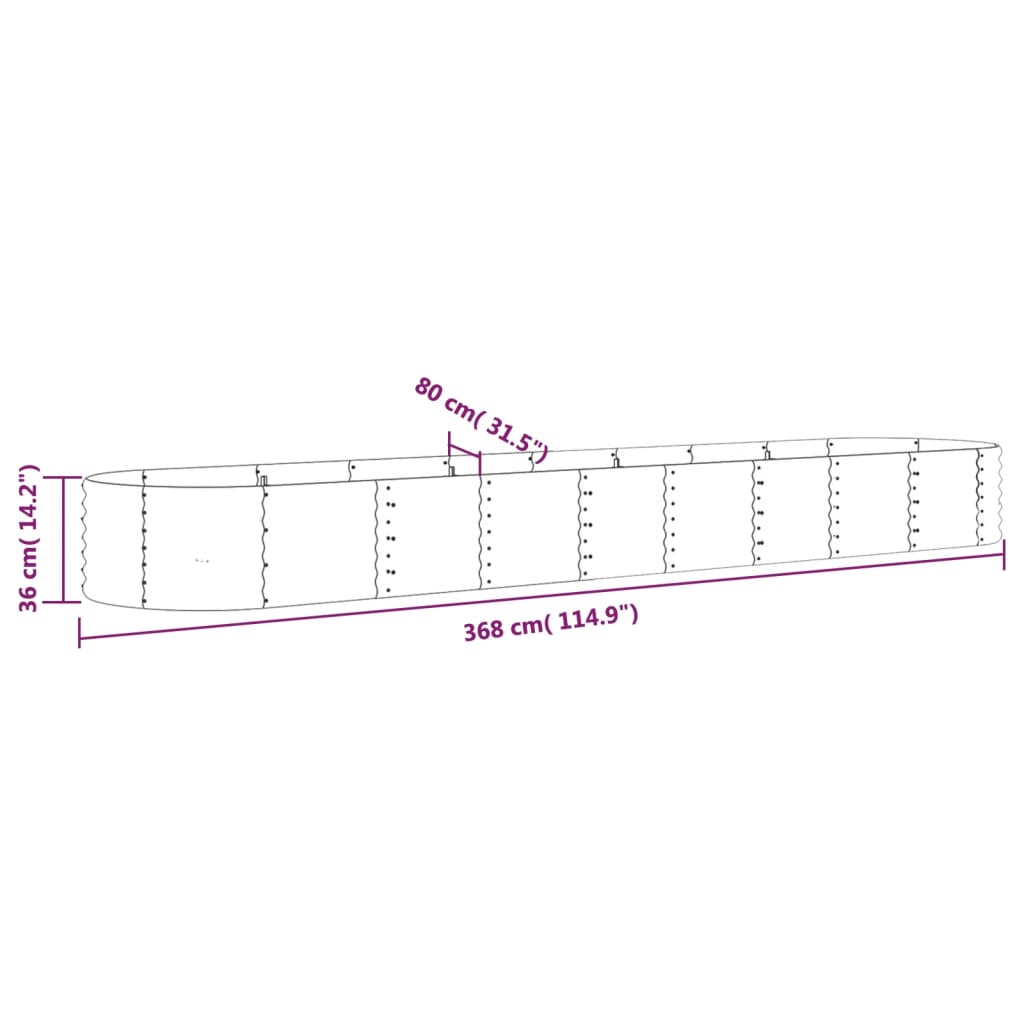 Letto Giardino Acciaio Zincato 368x80x36cm Argento | homemem39