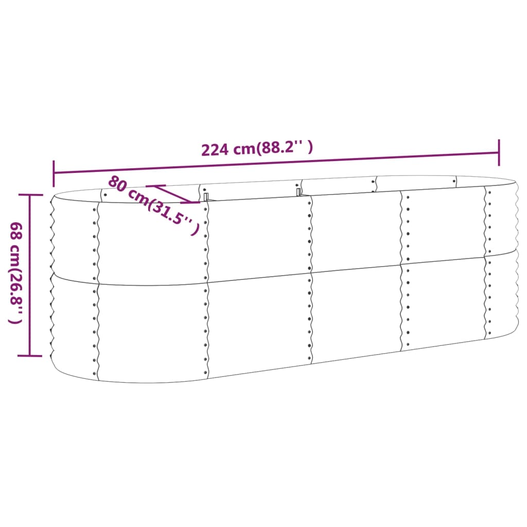 Letto da Giardino in Acciaio a Polvere 224x80x68 cm Antracite - homemem39