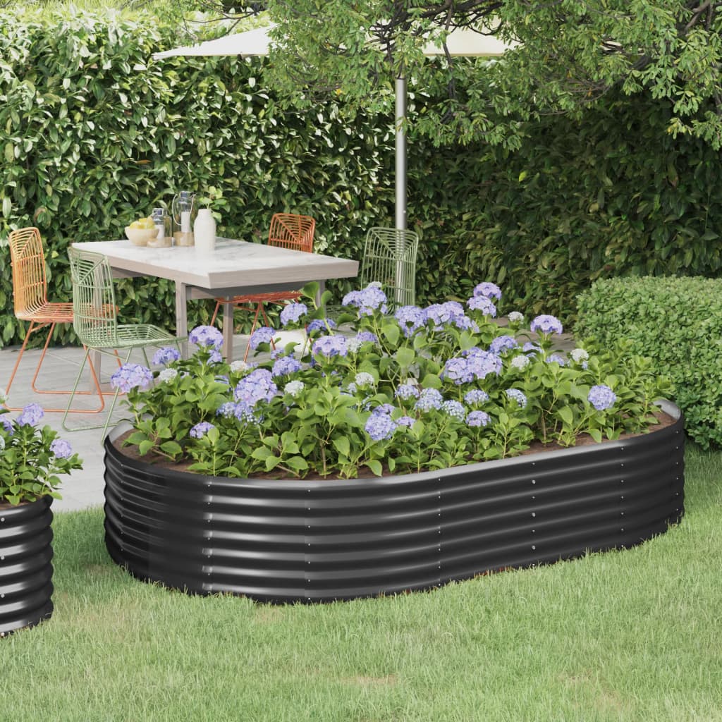 Letto da Giardino in Acciaio a Polvere 214x140x36 cm Antracite - homemem39