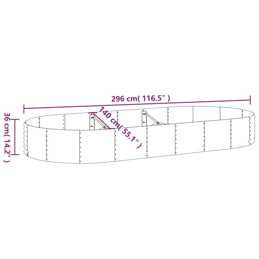 Letto Giardino Acciaio Zincato 296x140x36 cm Marrone | homemem39