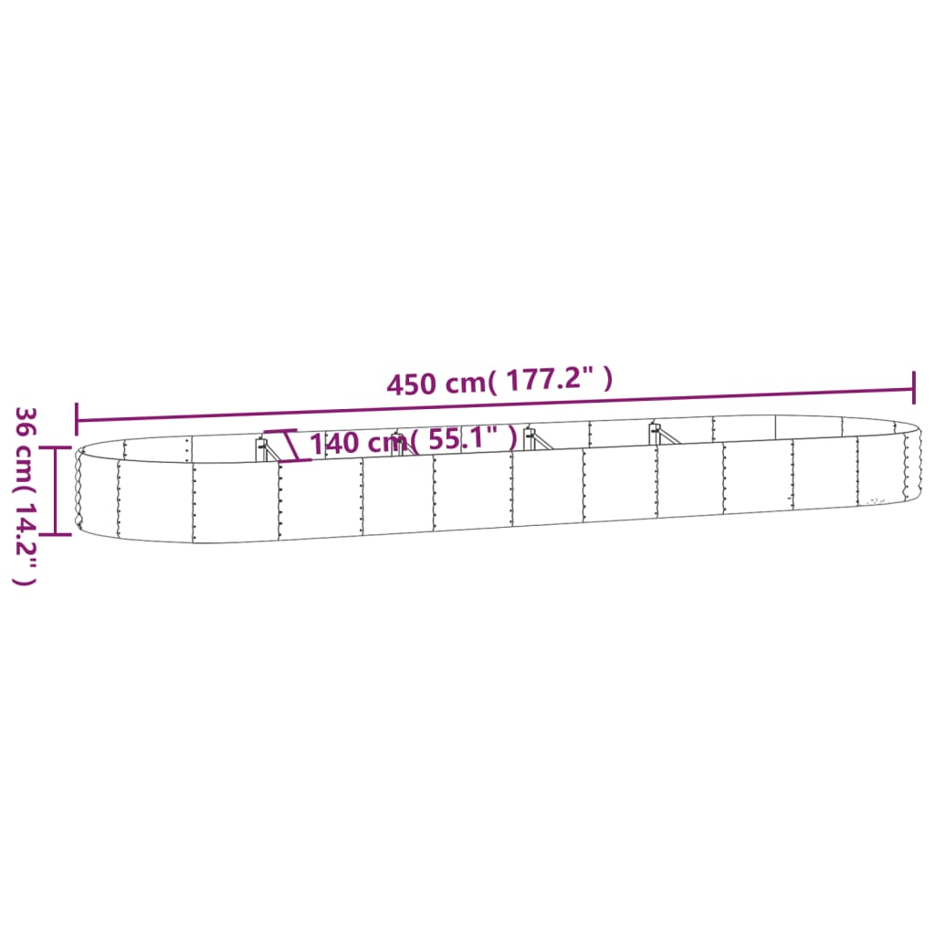 Letto Giardino Acciaio Zincato 450x140x36 cm Argento - homemem39
