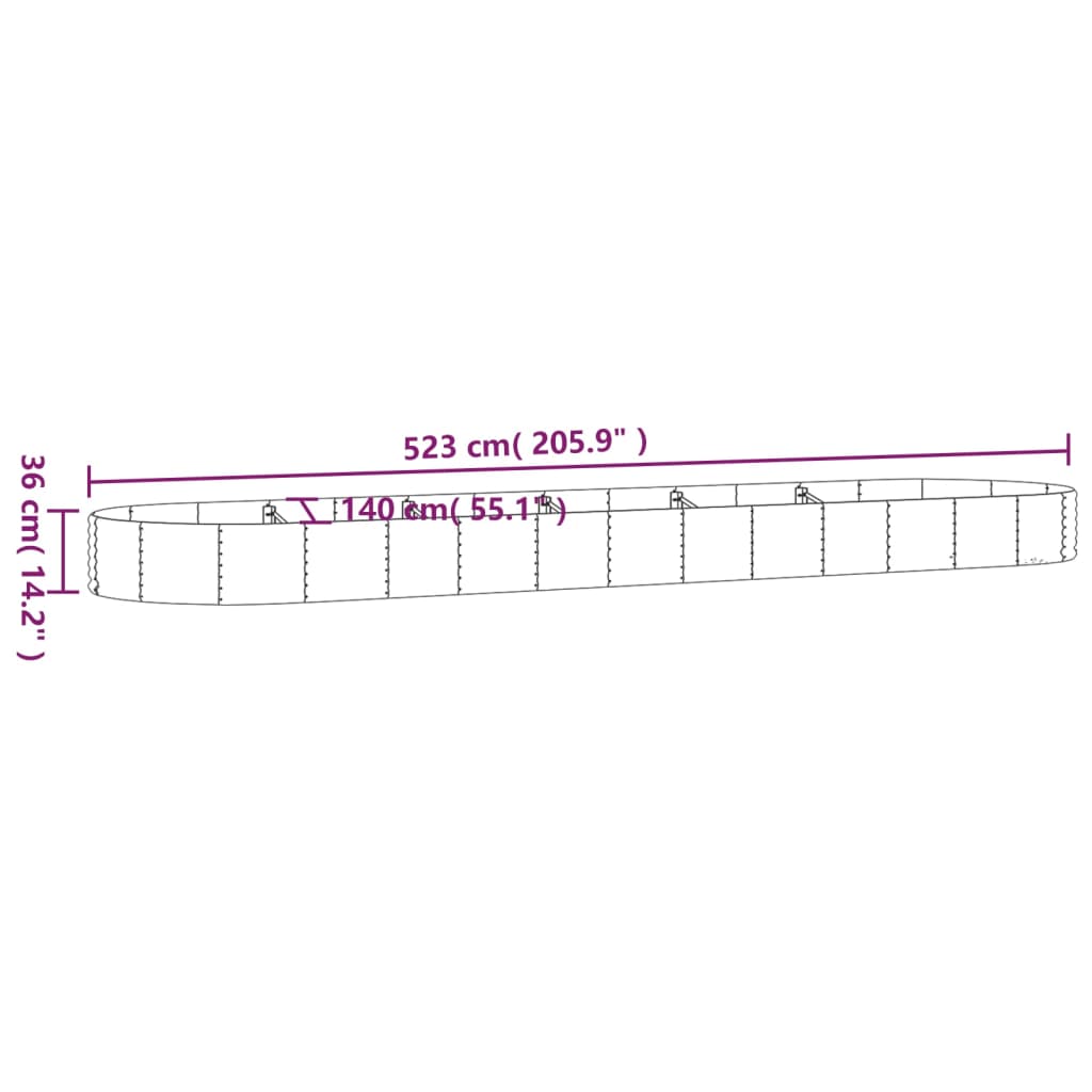 Letto Giardino Acciaio Zincato 523x140x36 cm Marrone | homemem39