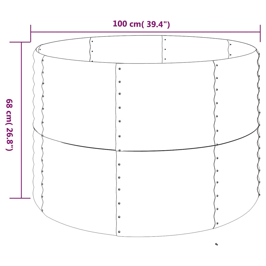Letto Giardino Acciaio Zincato 100x100x68 cm Marrone