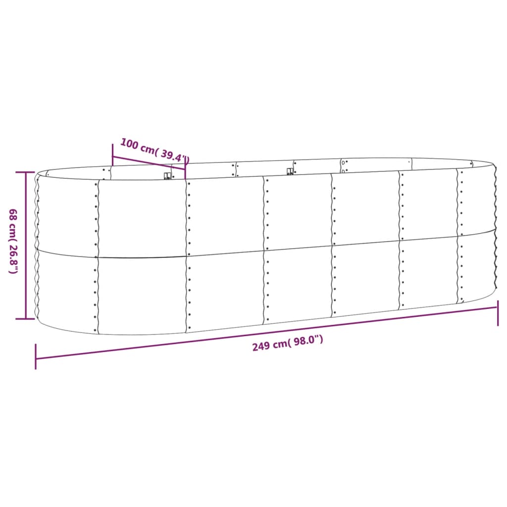 Letto Giardino Acciaio Zincato 249x100x68 cm Argento - homemem39