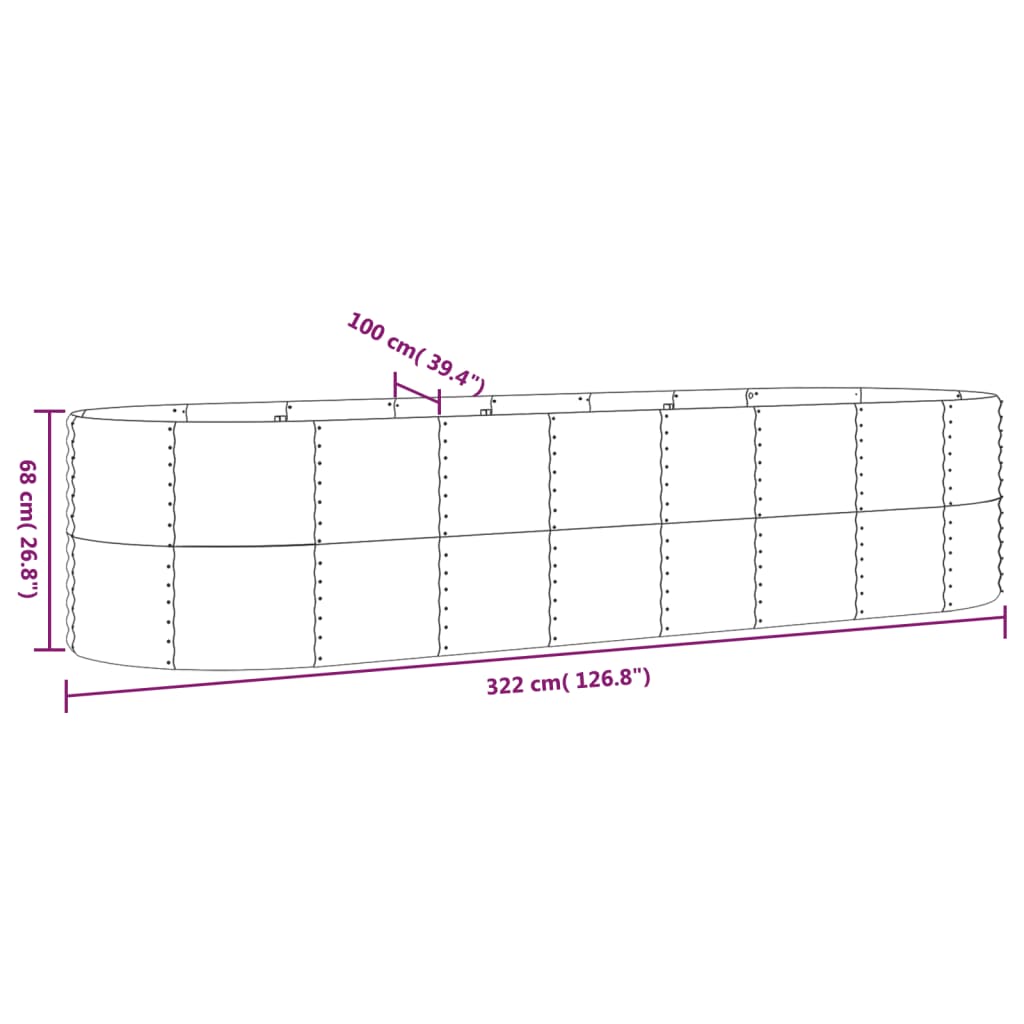 Letto Giardino Acciaio Zincato 322x100x68 cm Verde | homemem39