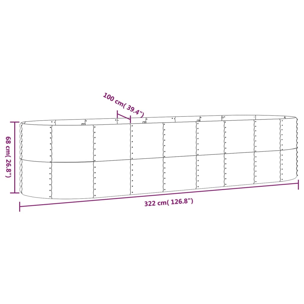 Letto Giardino Acciaio Zincato 322x100x68 cm Marone | homemem39