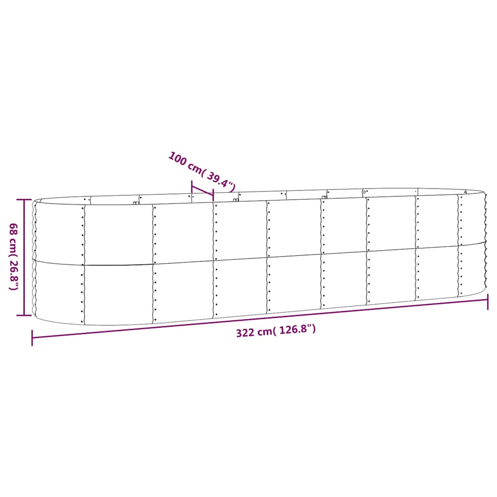 Letto da Giardino in Acciaio Zincato 322x100x68 cm Antracite | homemem39