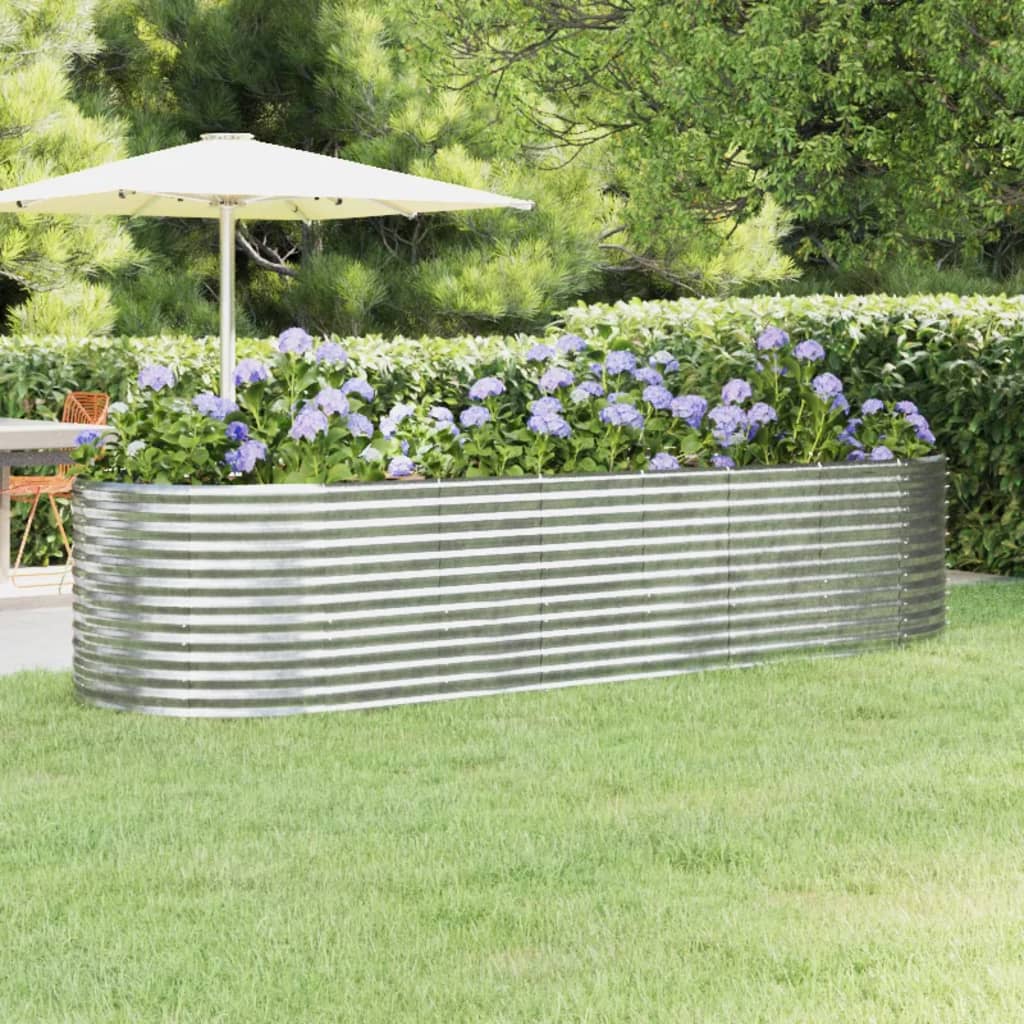Gartenbett aus pulverbeschichtetem Stahl, 322 x 100 x 68 cm, Silber
