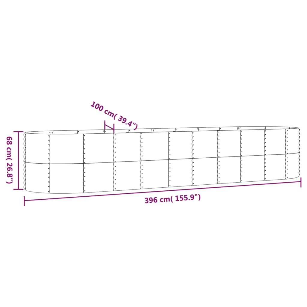 Letto Giardino Acciaio Zincato 396x100x68cm Argento - homemem39