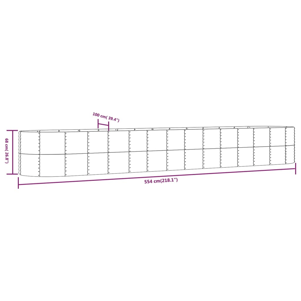 Letto Giardino Acciaio Verniciato Polvere 554x100x68cm Argento - homemem39
