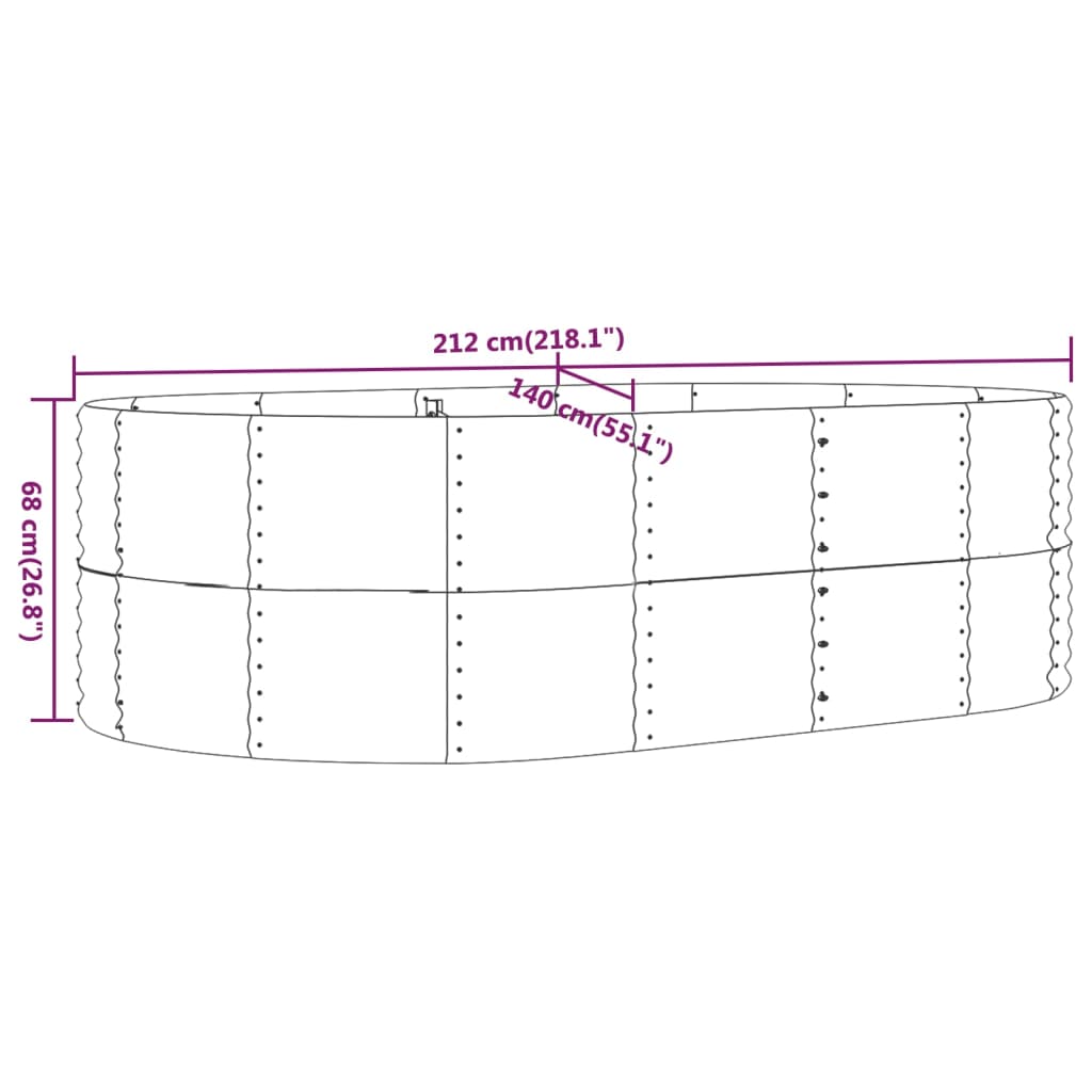 Letto Giardino Acciaio Zincato 212x140x68 cm Marrone | homemem39