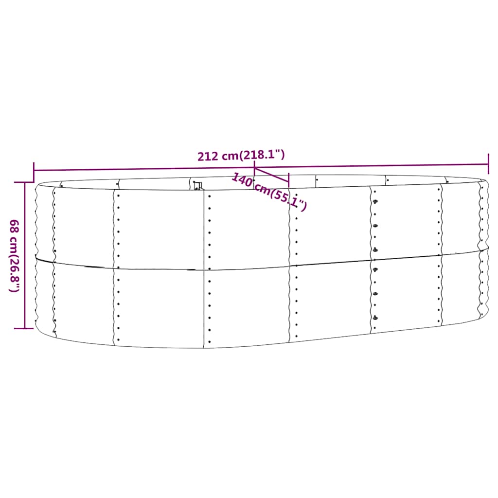 Letto Rialzato da Giardino Antracite 212x140x68 cm Acciaio Zincato | homemem39