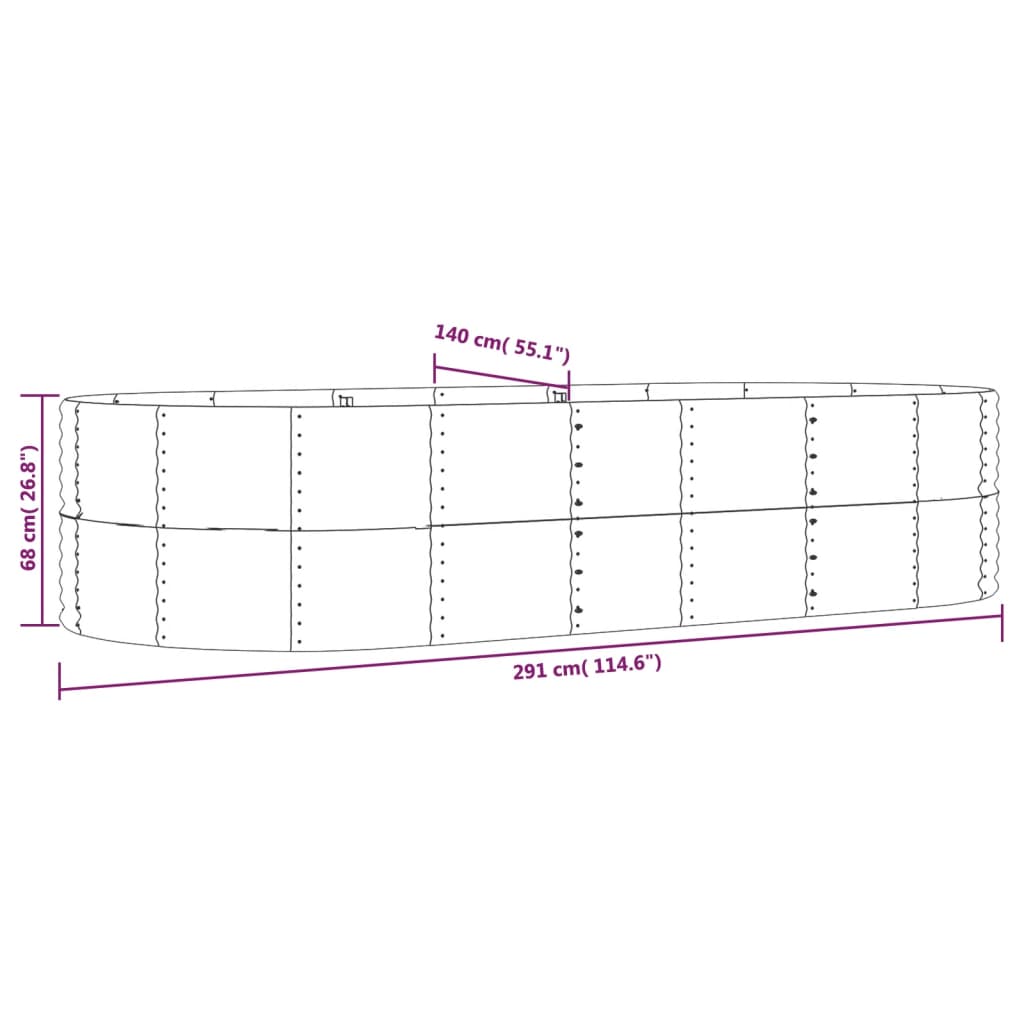 Letto Giardino Acciaio Zincato 291x140x68 cm Verde | homemem39