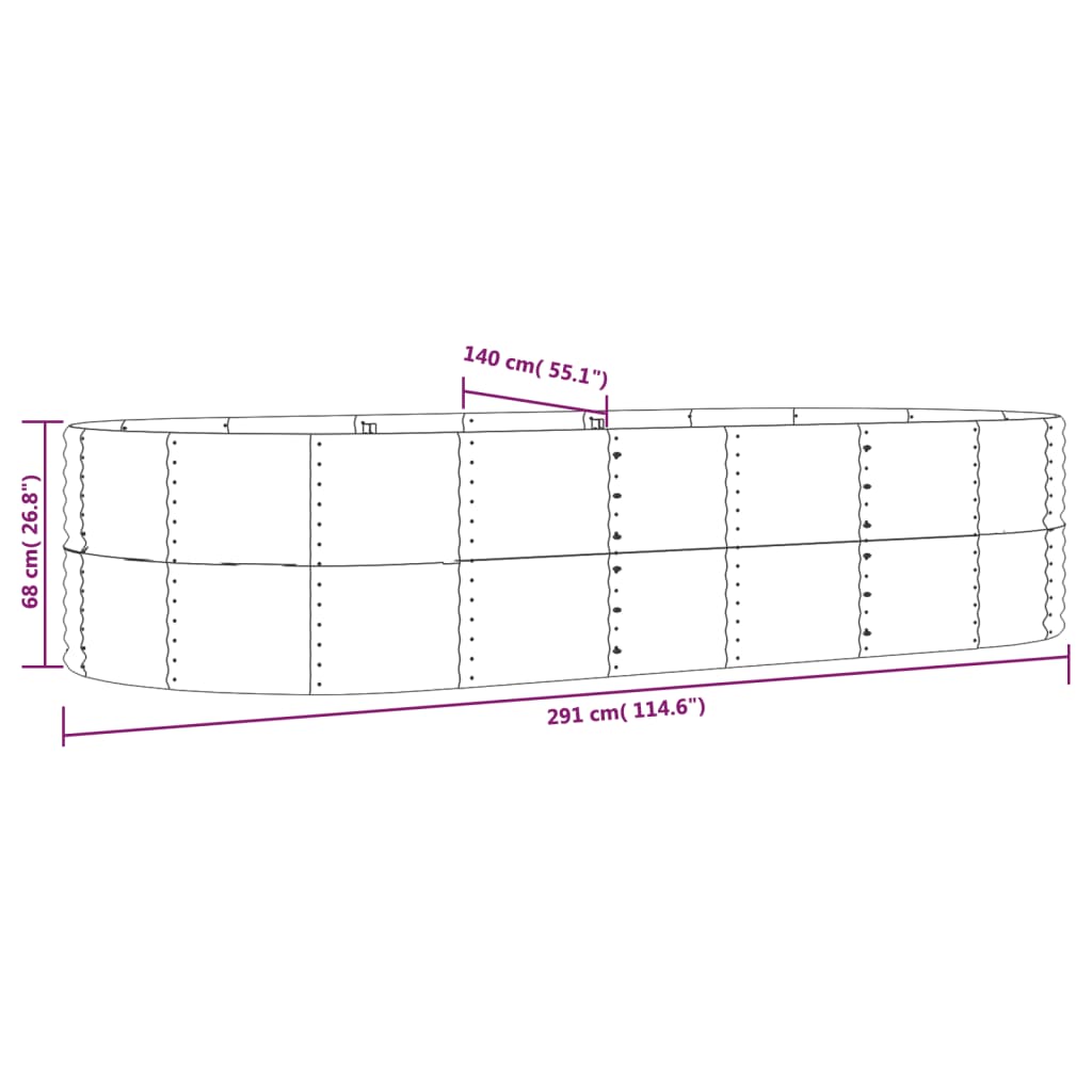 Letto Giardino Acciaio Zincato 291x140x68 cm Marrone | homemem39
