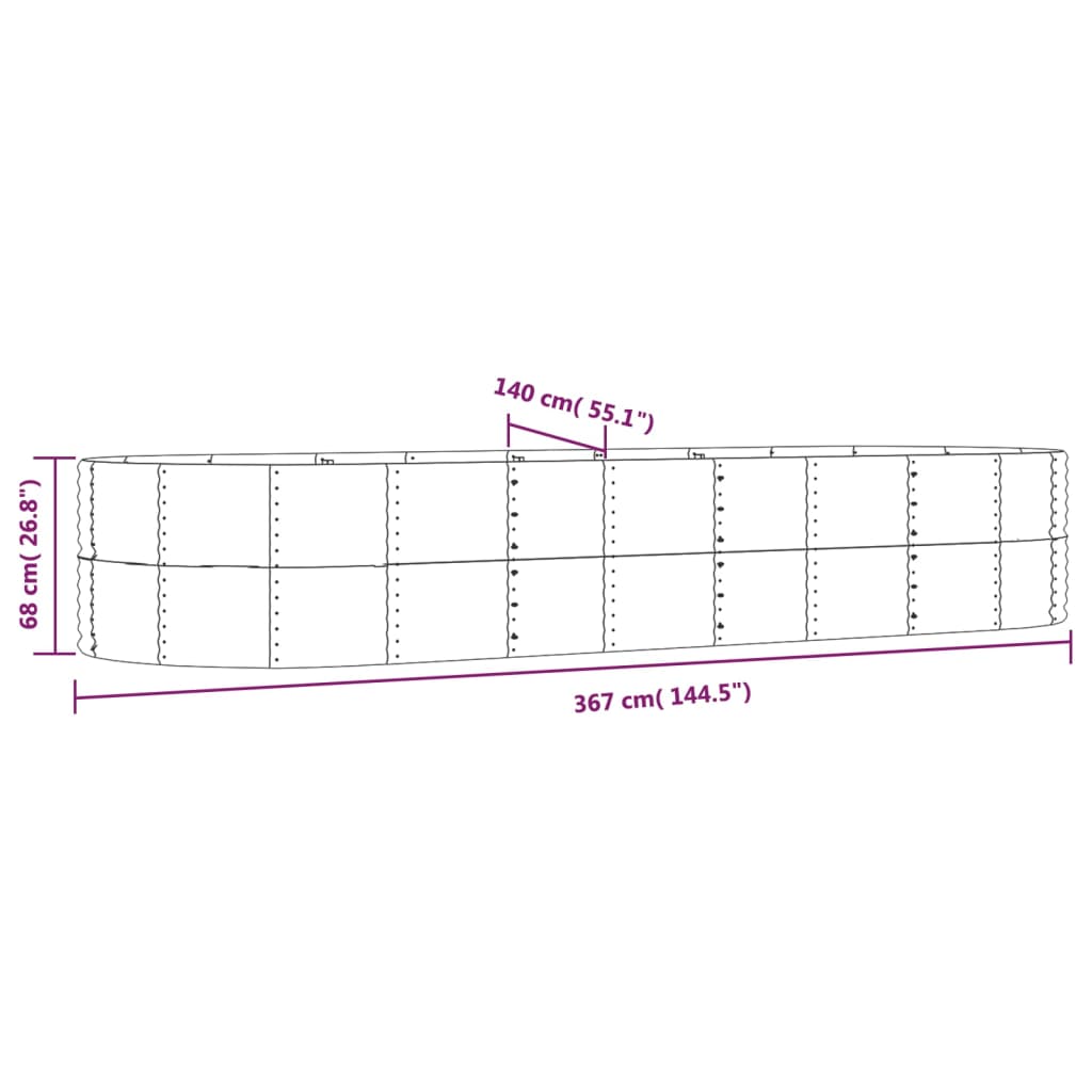 Letto Giardino Acciaio Zincato 367x140x68 cm Grigio | homemem39
