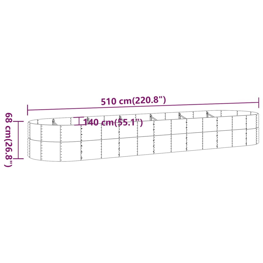 Letto Giardino Acciaio Verniciato Polvere 510x140x68 cm Argento | homemem39
