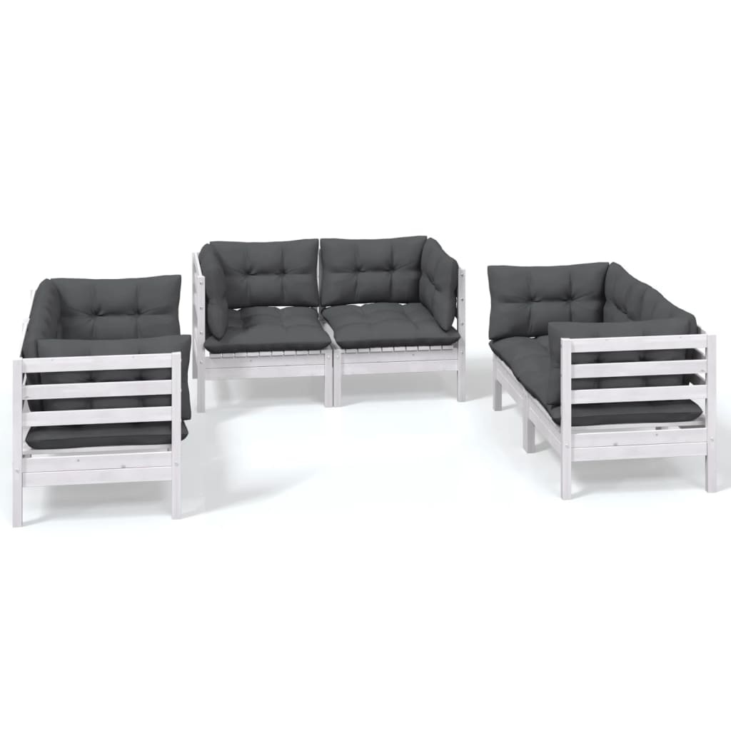 Set Salotto da Giardino 6 pz con Cuscini Legno Massello di Pino - homemem39