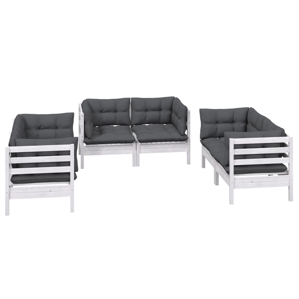 Set Salotto da Giardino 6 pz con Cuscini Legno Massello di Pino - homemem39