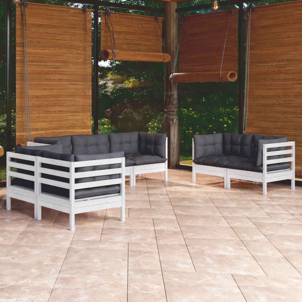 Set Salotto da Giardino 7pz con Cuscini Legno Massello di Pino
