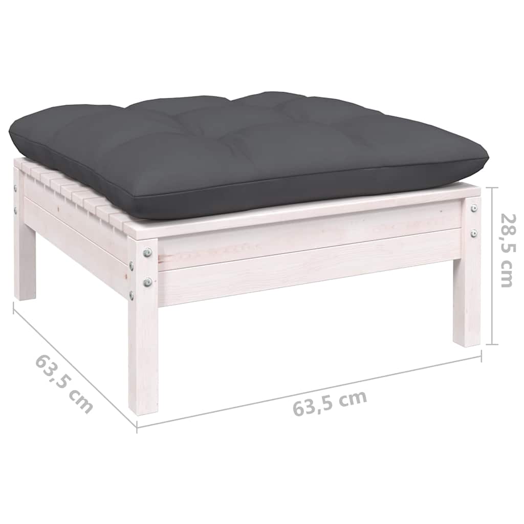 Set Divani da Giardino 7 pz con Cuscini Bianchi Legno di Pino | homemem39
