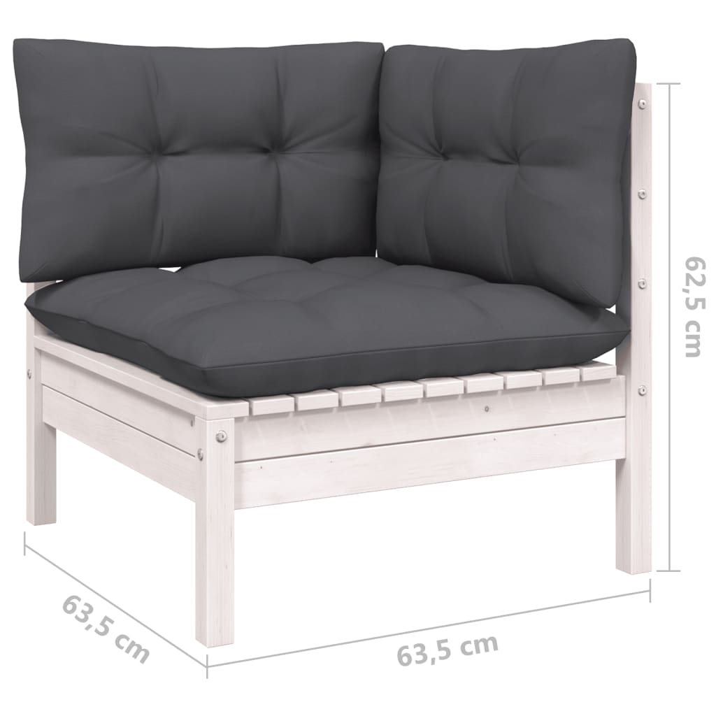 Set Divani da Giardino 10 pz con Cuscini Bianchi Legno di Pino | homemem39