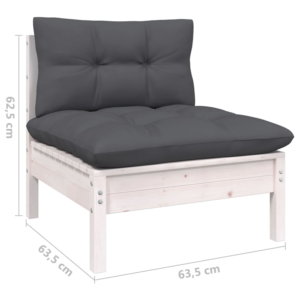 Set Divani da Giardino 9 pz con Cuscini Bianchi Legno di Pino | homemem39