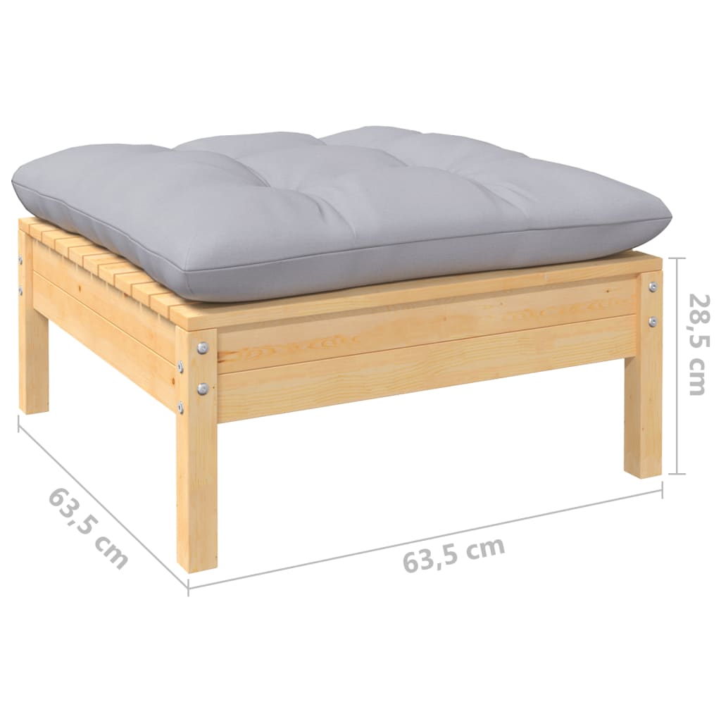 Set Divani da Giardino 14 pz con Cuscini Grigi Massello di Pino | homemem39