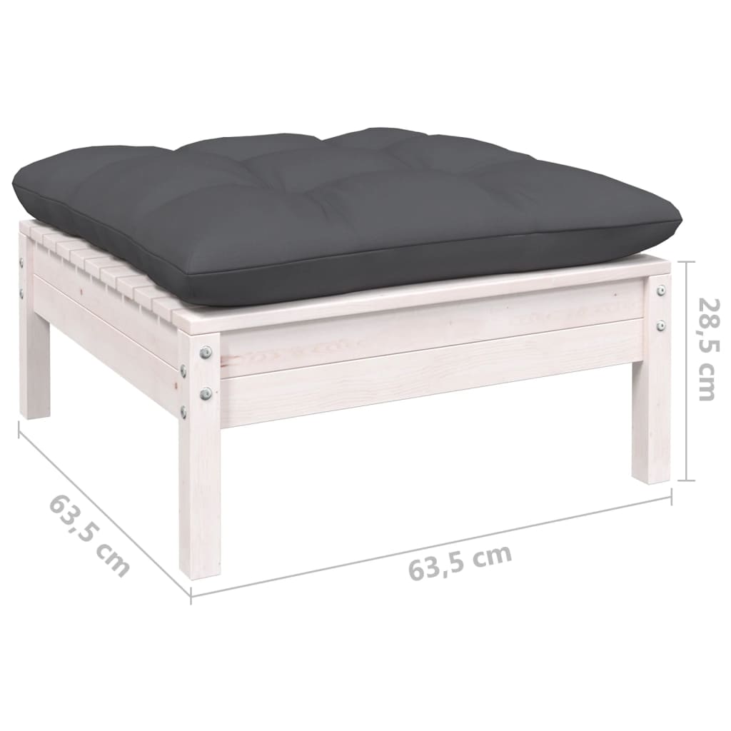 Set Divani da Giardino 11 pz con Cuscini Bianchi Legno di Pino | homemem39