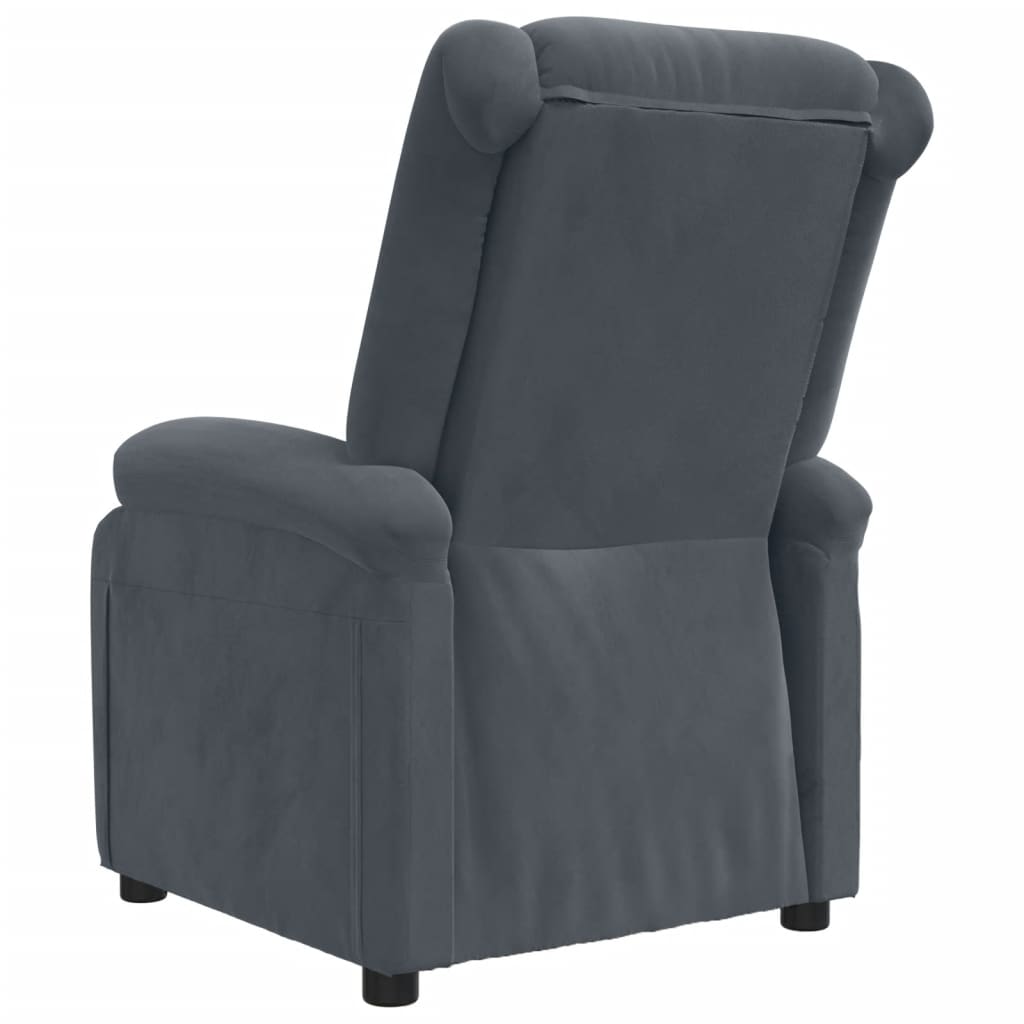 Poltrona Reclinabile Grigio Scuro in Velluto