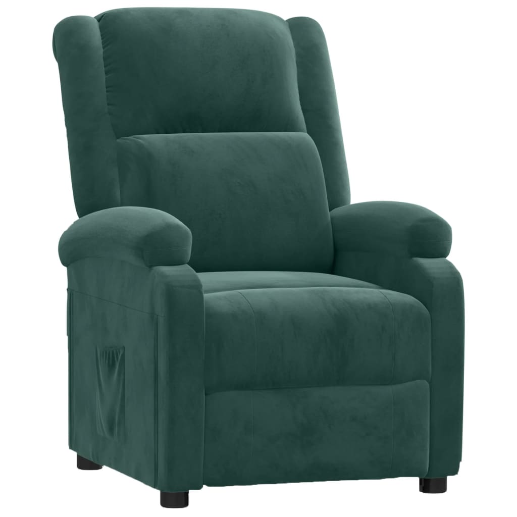 Poltrona Reclinabile Verde Scuro in Velluto