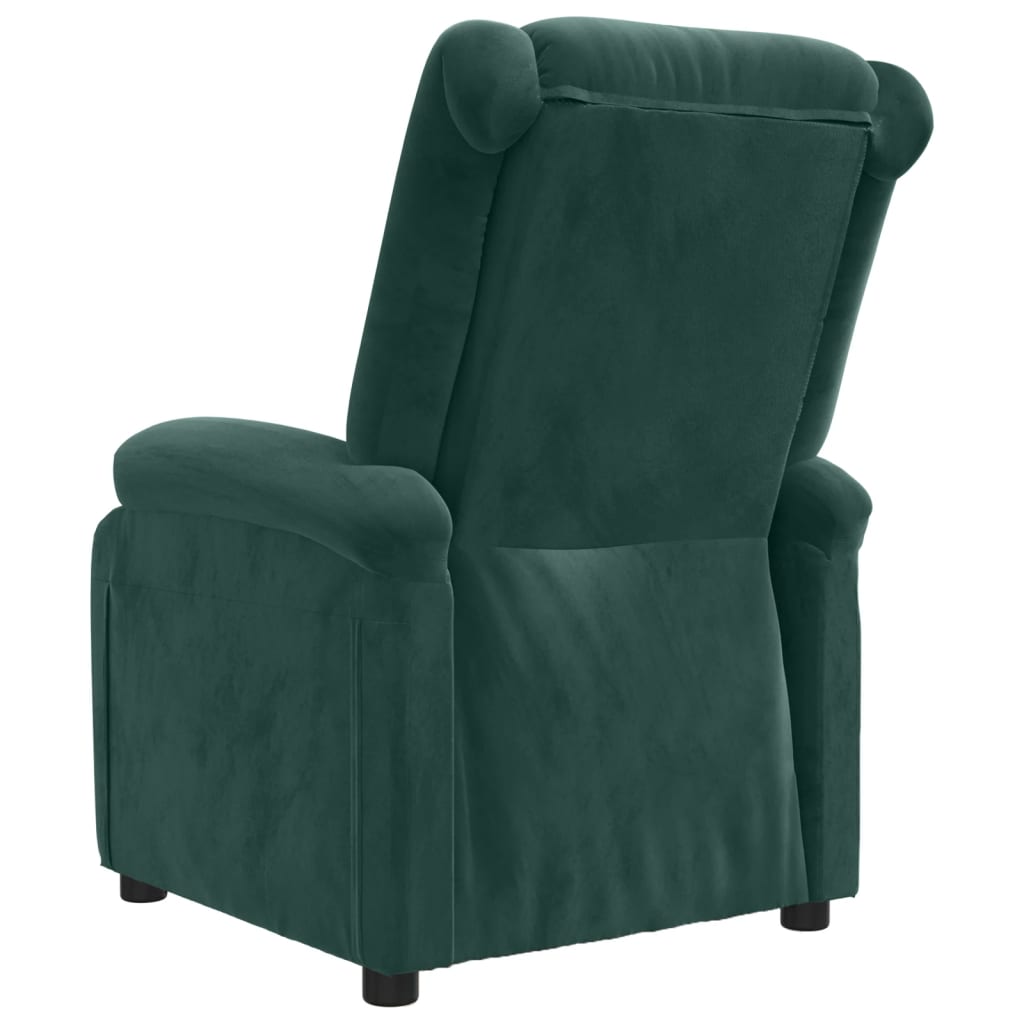 Poltrona Reclinabile Verde Scuro in Velluto