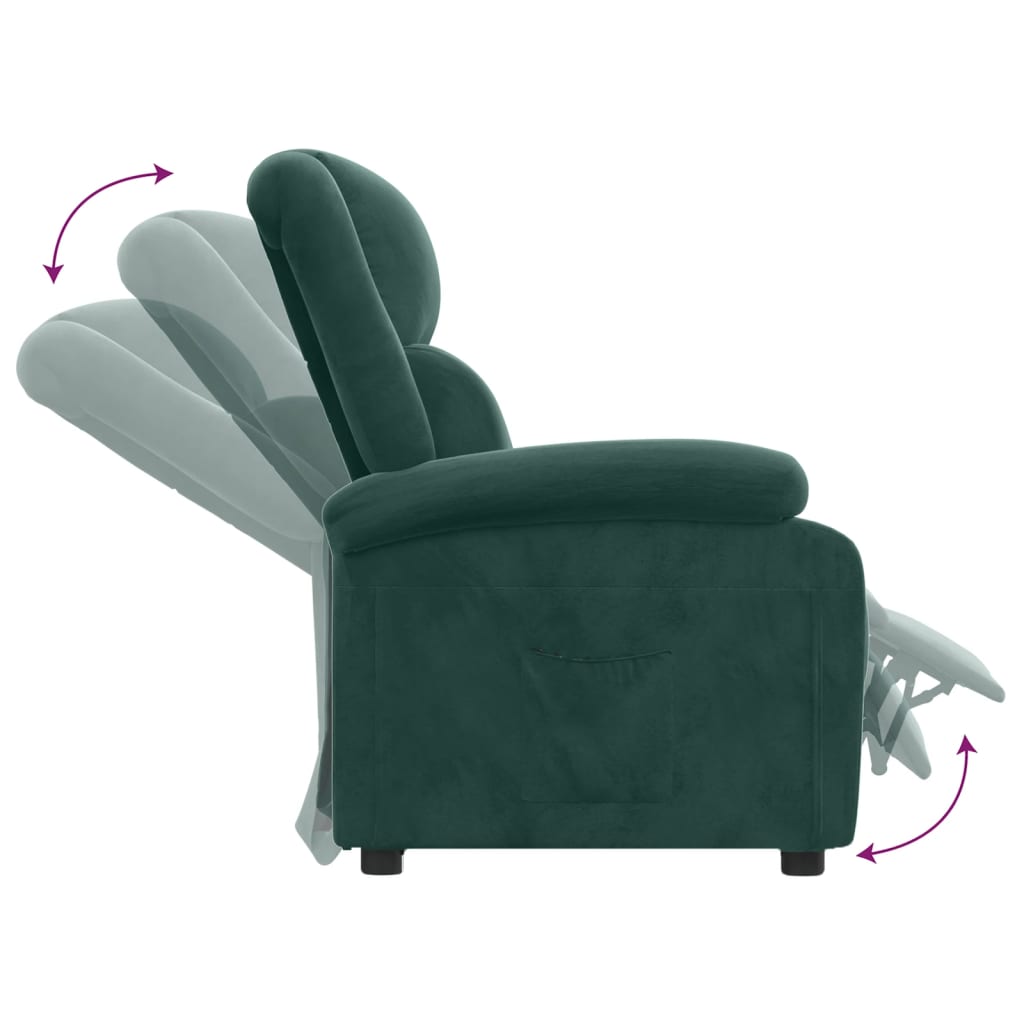 Poltrona Reclinabile Verde Scuro in Velluto