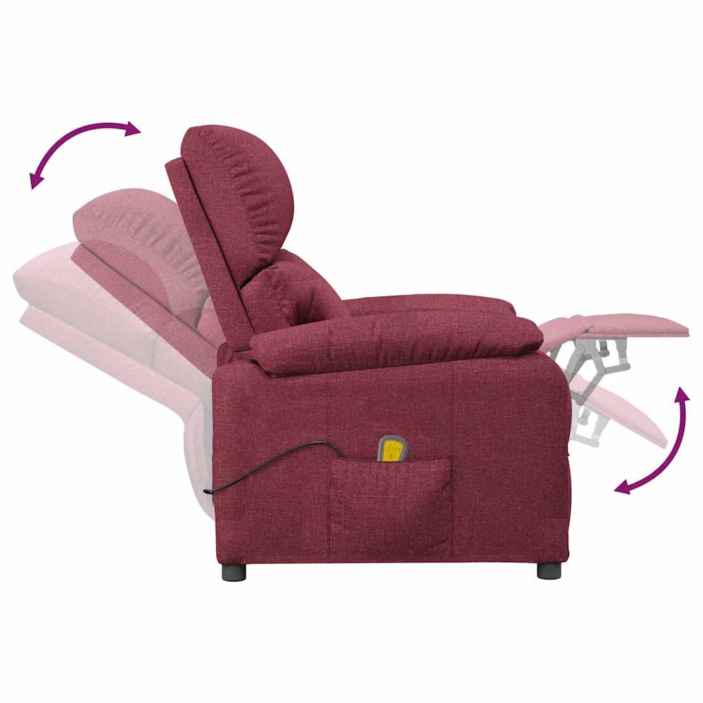 Poltrona Massaggiante Elettrica Rosso Vino in Tessuto - homemem39