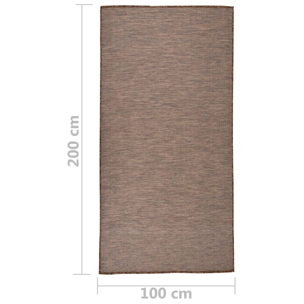 Tappeto da Esterni a Tessitura Piatta 100x200 cm Marrone - homemem39