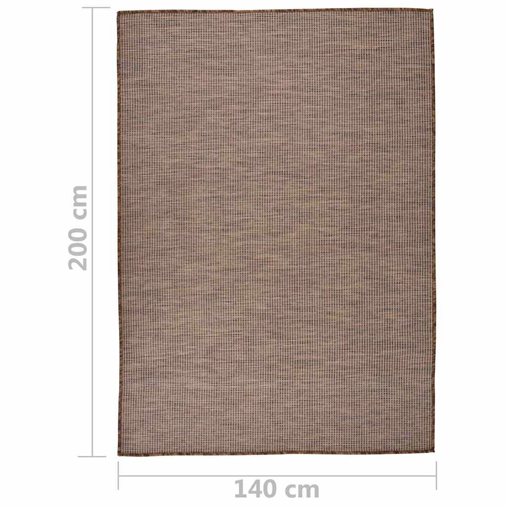Tappeto da Esterni a Tessitura Piatta 140x200 cm Marrone | homemem39