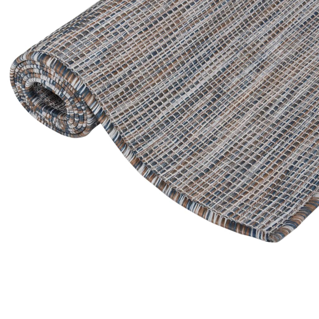 Tappeto da Esterni a Tessitura Piatta 80x150 cm Marrone e blu - homemem39