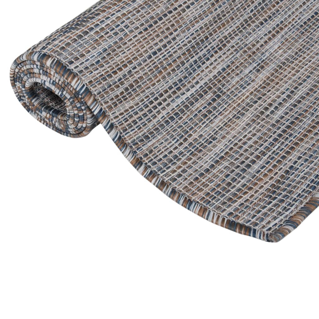 Tappeto da Esterni a Tessitura Piatta 120x170 cm Marrone e blu - homemem39