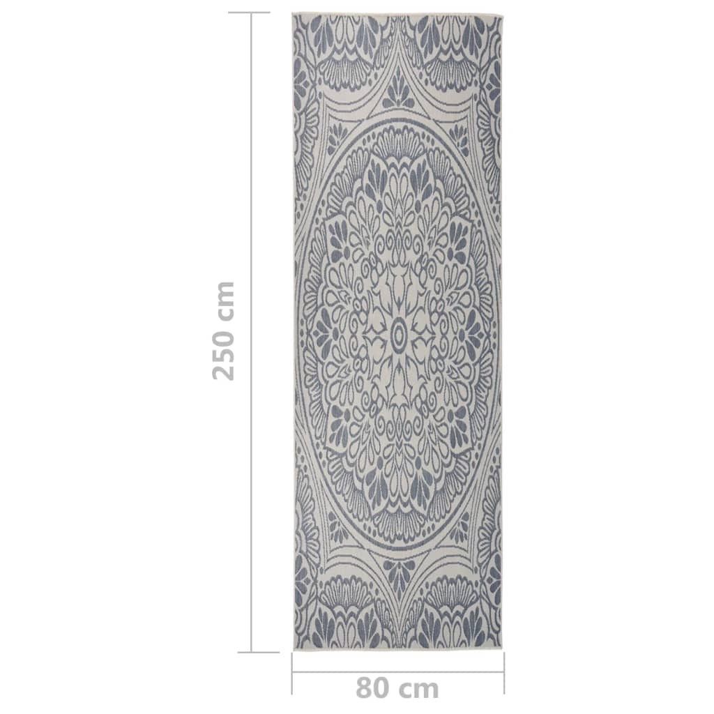 Tappeto da Esterni a Tessitura Piatta 80x250 cm Motivo Blu - homemem39