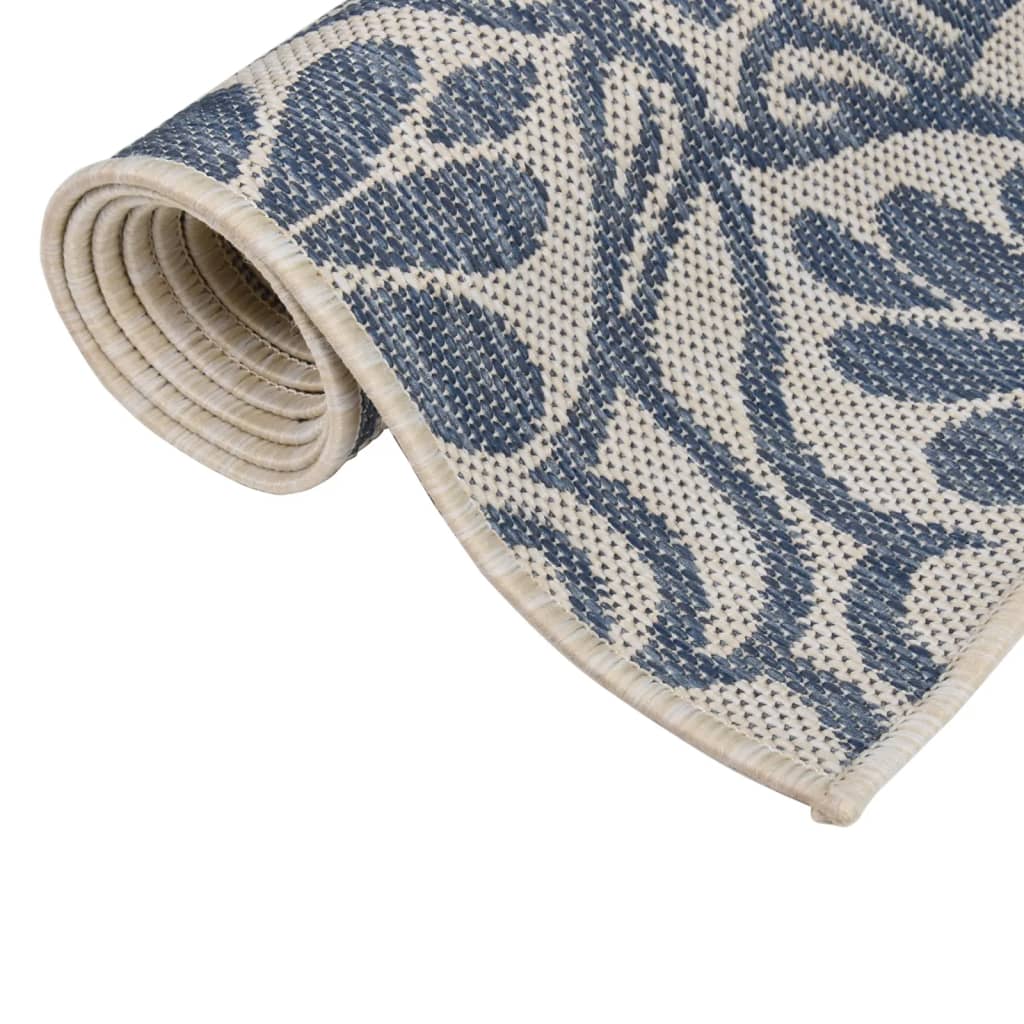Tappeto da Esterni a Tessitura Piatta 100x200 cm Motivo Blu - homemem39